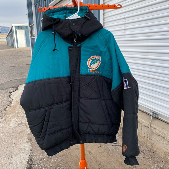 Vintage pro player NFL Miami dolphins Puffer jacket size large - Picture 2 of 12